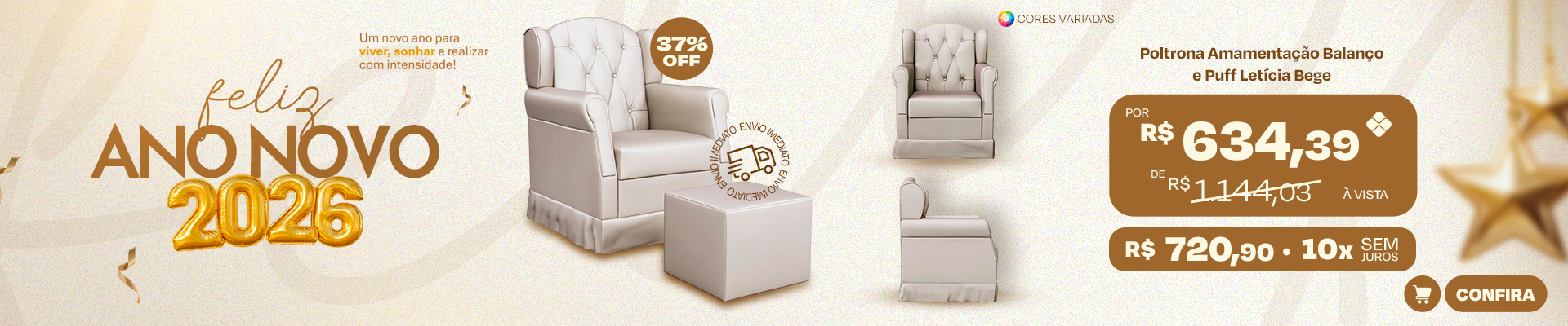 Poltrona Amamentação Base Balanço e Puff Vick - Mpozenato