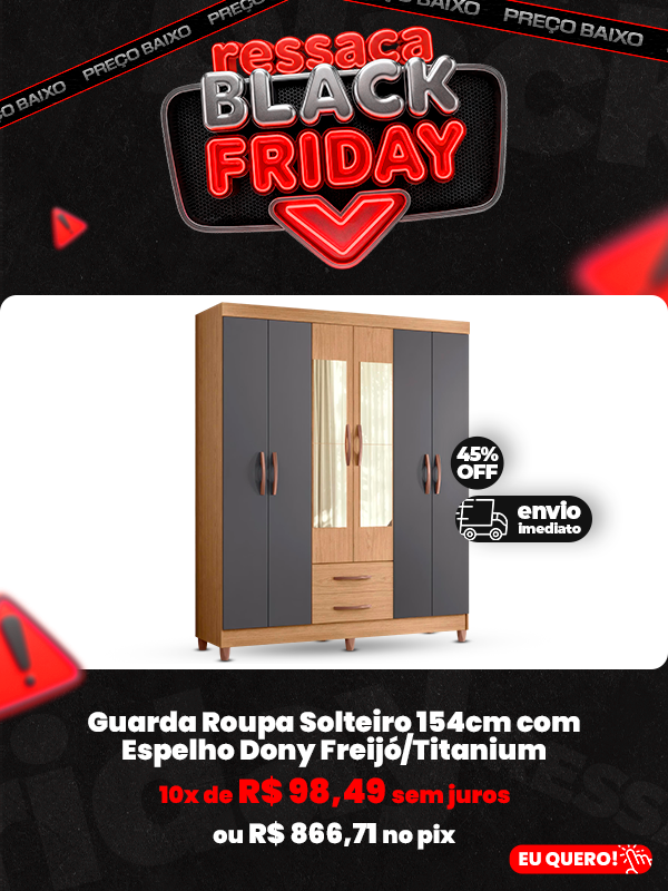 Guarda Roupa Solteiro 154cm com Espelho Dony  - Mpozenato