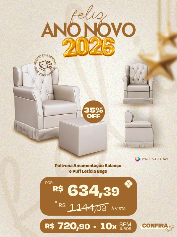 Poltrona Amamentação Base Balanço e Puff Vick - Mpozenato