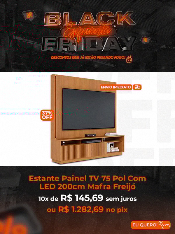 Estante Painel TV 75 Pol Com LED 200cm Mafra - Mpozenato