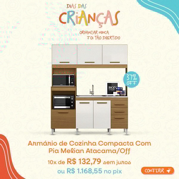 Armário de Cozinha Compacta Com Pia Melian Atacama/Off
