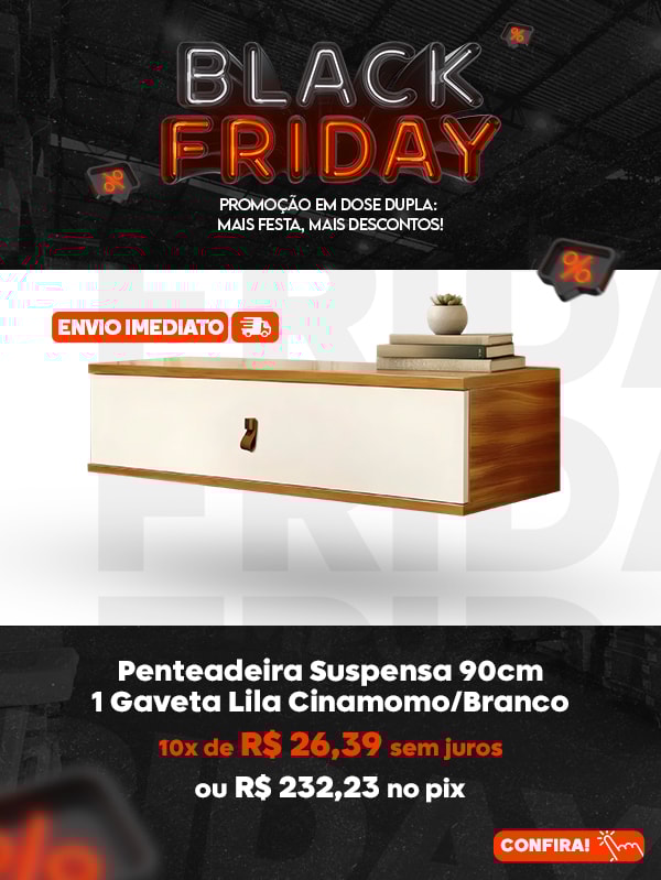 Penteadeira Suspensa 90cm Lila Cinamomo/Branco  - Mpozenato