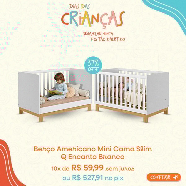 Berço Americano Mini Cama Slim Q Encanto Branco