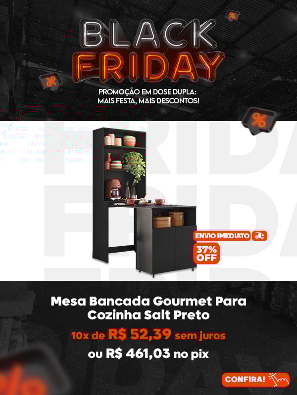 Mesa Bancada Gourmet Para Cozinha Salt Preto - Mpozenato