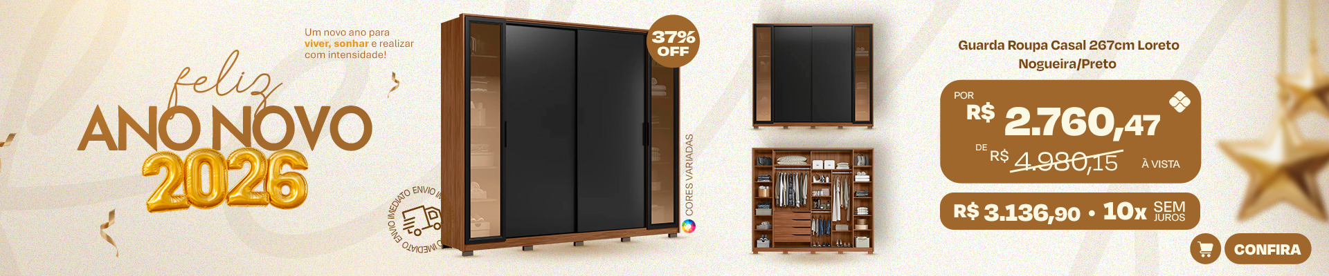 Rack TV 75 Pol. Suspenso 180cm 2 Portas Lila Cinamomo/Branco- Mpozenato