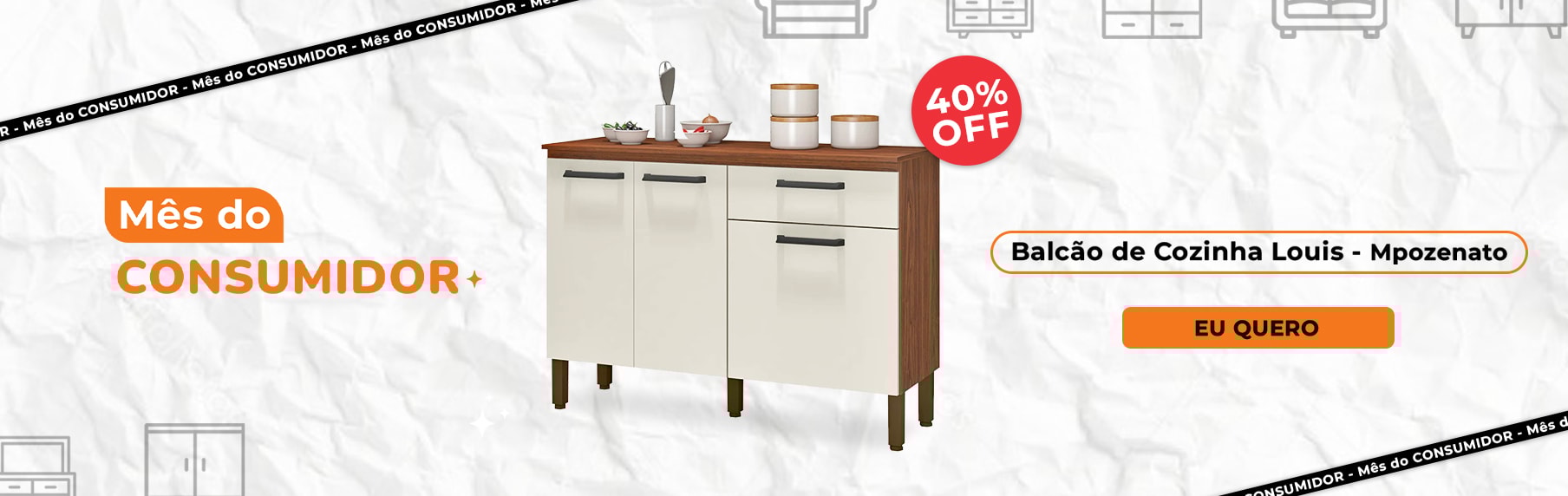 Balcão de Cozinha com Tampo 120cm Louis K02 Nogueira/Off – Mpozenato