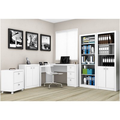 Ambiente para Home Office 05 Peças Branco - Tecno Mobili
