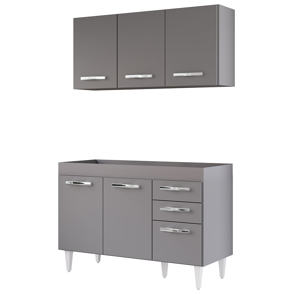 Armário Aéreo Honduras e Balcão Gabinete com Pia 120cm Suécia