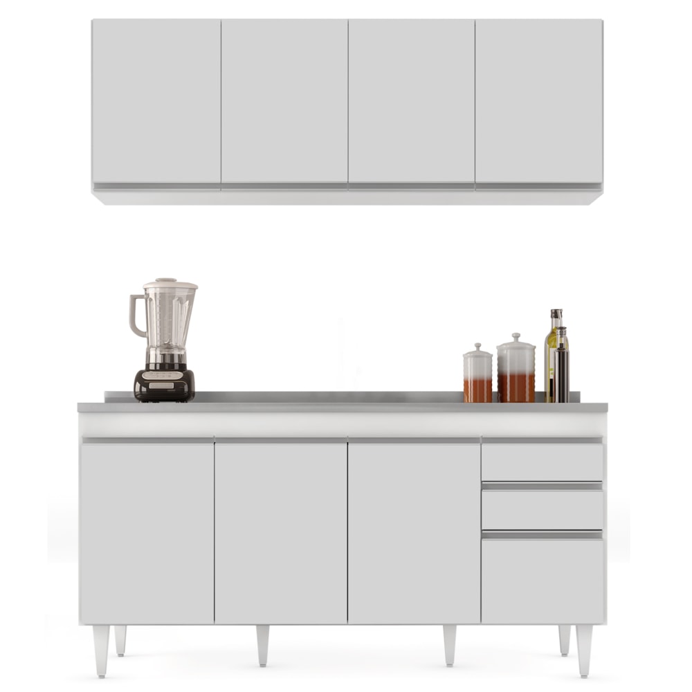 Armário Aéreo Nevada e Balcão Gabinete com Pia 160cm Arkansas