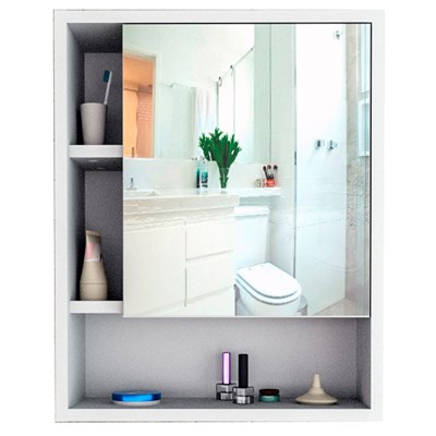 Armário Banheiro Com Nichos e Espelho Slim 5005 Branco - Appunto