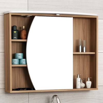 Armário de Banheiro com Espelho Duna 80cm Nogal/Branco - Bosi