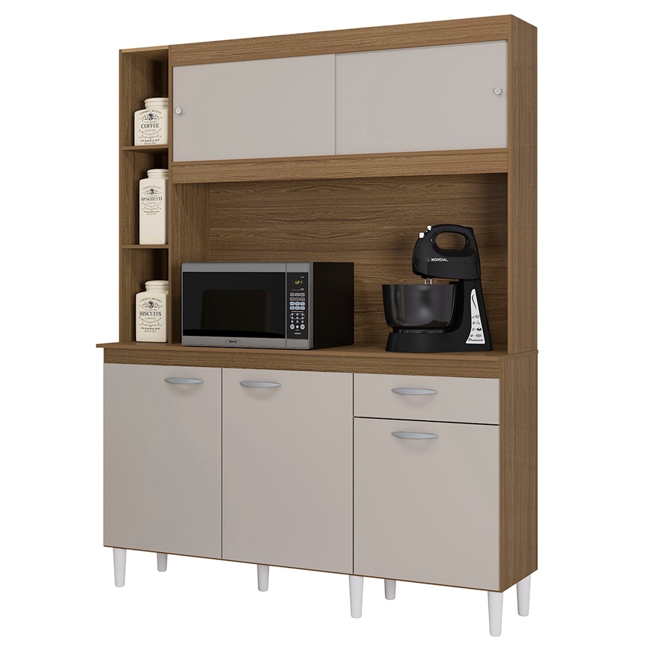 Armário de Cozinha Compacta 140cm Parisi P11 Chocolate/Off