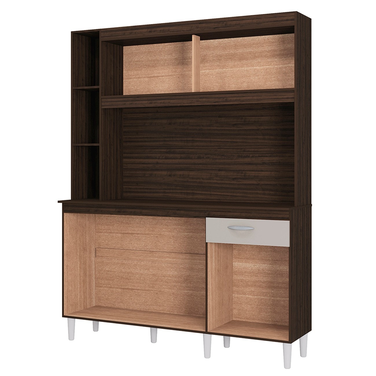 Armário de Cozinha Compacta 140cm Parisi P11 Chocolate/Off