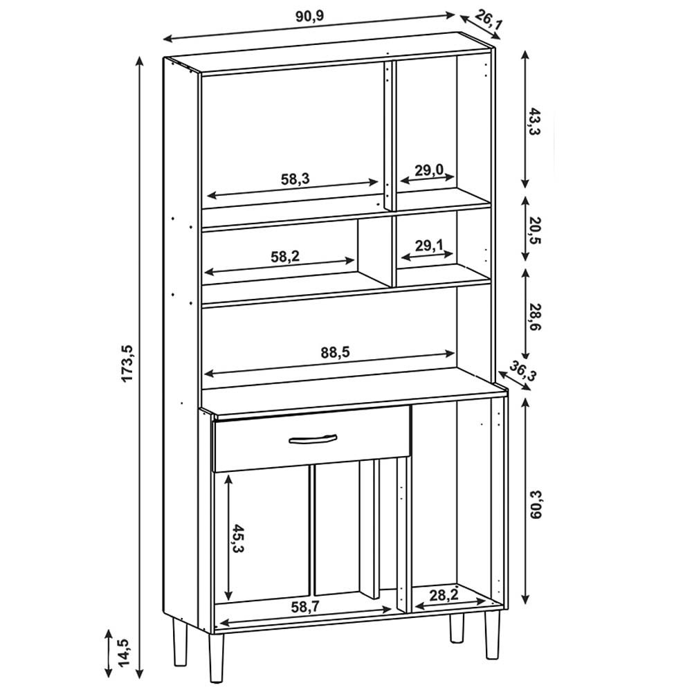 Armário Cozinha Compacta Golden 6 portas