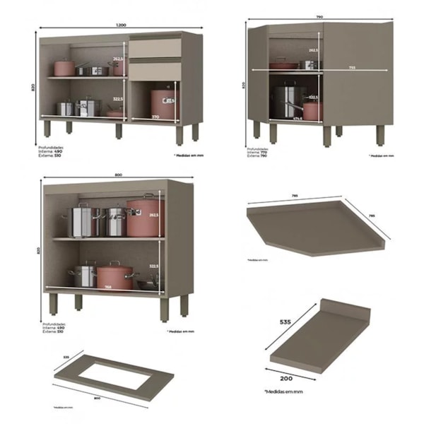 Jogo De Armários Para Cozinha MDF Modulada Henn - Móveis Leartam 3619 - Jogo  De Armários Para Cozinha MDF Modulada Henn - Móveis Leartam - Henn