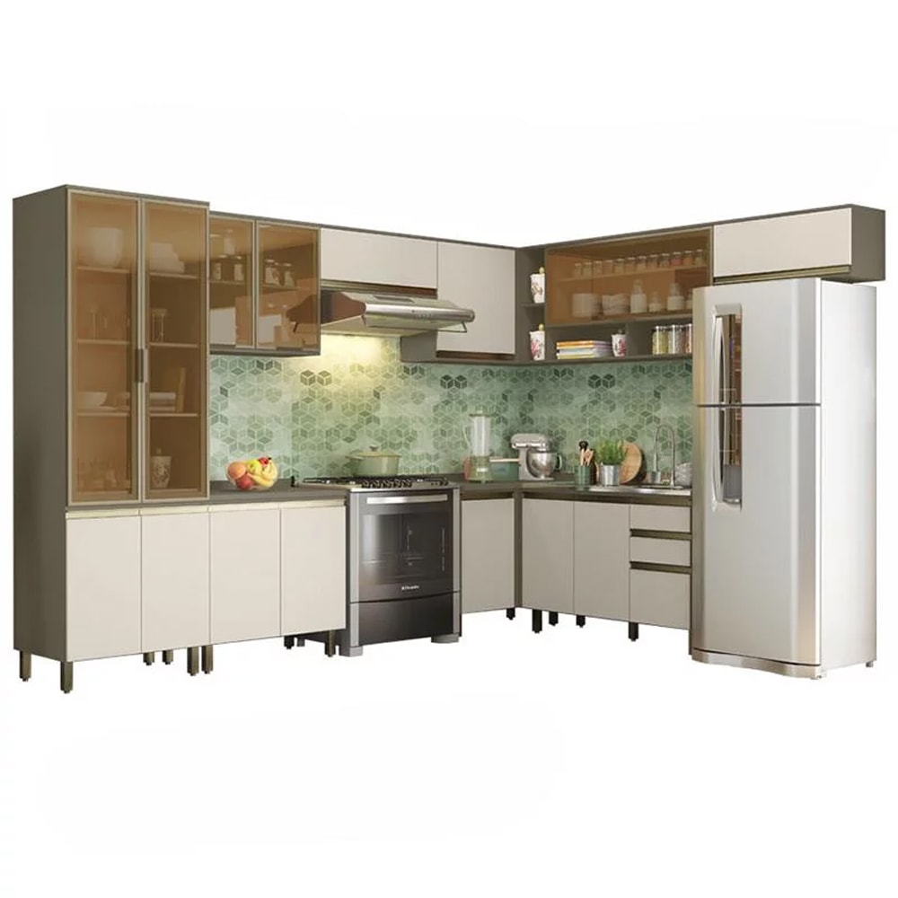 Cozinha Modulada Completa com Bancada e portas de vidro 10PC linha