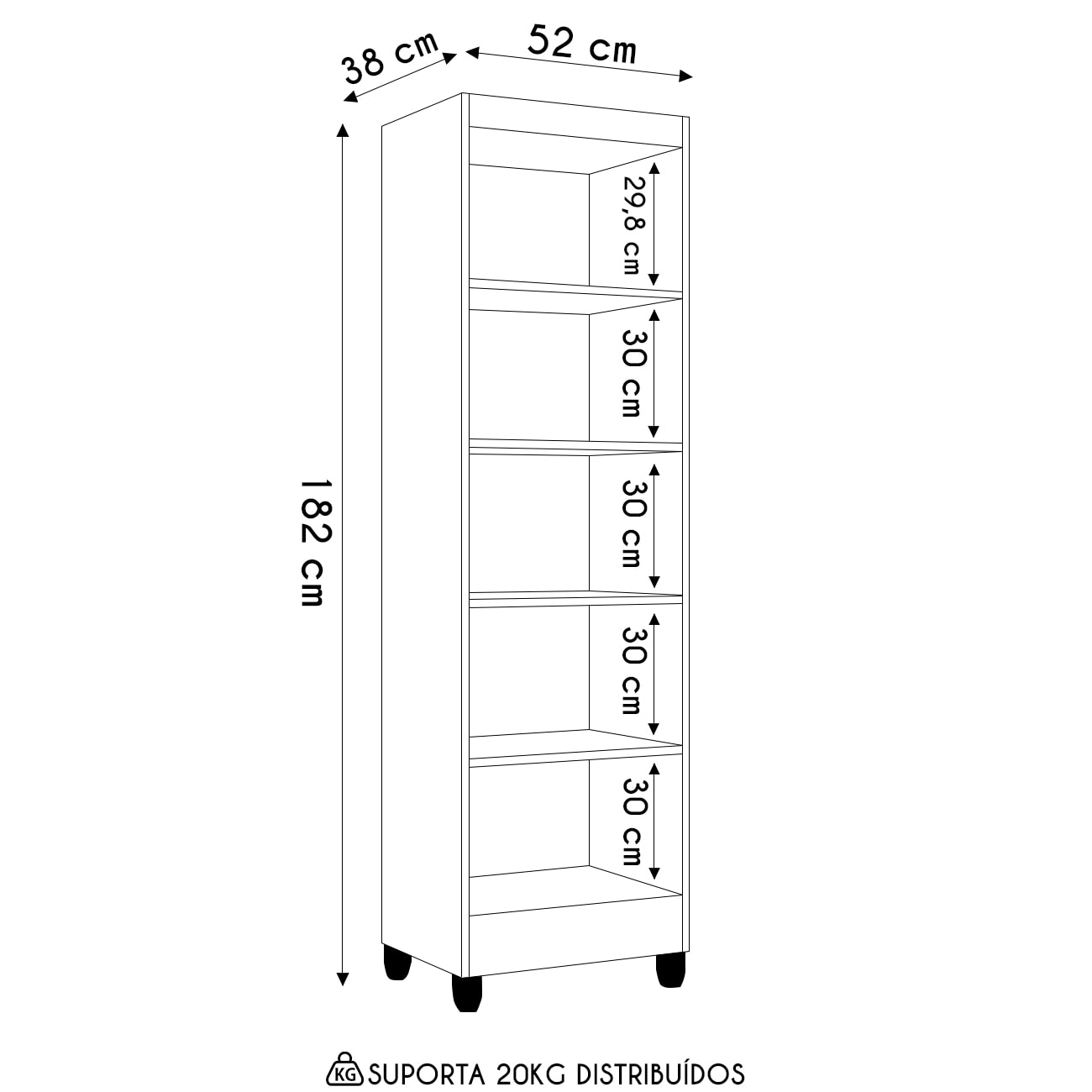 Armário Multiuso 52cm 2 Portas Muniz Z46 Branco - Mpozenato