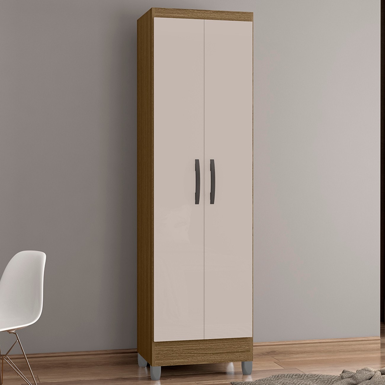 Armário Multiuso 52cm 2 Portas Muniz Z46 Castanho/Off White