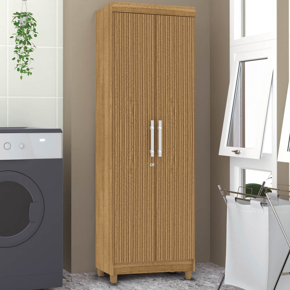 Armário Multiuso Cozinha Lavanderia 2 Portas Aline V02 Nature