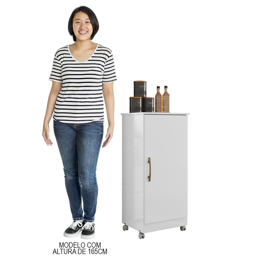 Armário Multiuso Cozinha Lavanderia com Rodízios Lisa Z17 Branco