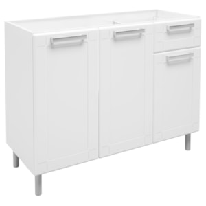 Balcão Gabinete de Pia Múltipla Aço 105cm 3 Portas 1 Gaveta Branco - Bertolini Balcão Gabinete de Pia Múltipla Aço 105cm 3 Portas 1 Gaveta Branco - Bertolini