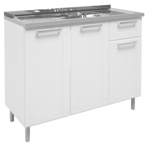 Balcão Gabinete Múltipla Aço com Pia Inox 105cm 6013 Branco - Bertolini Balcão Gabinete Múltipla Aço com Pia Inox 105cm 6013 Branco - Bertolini