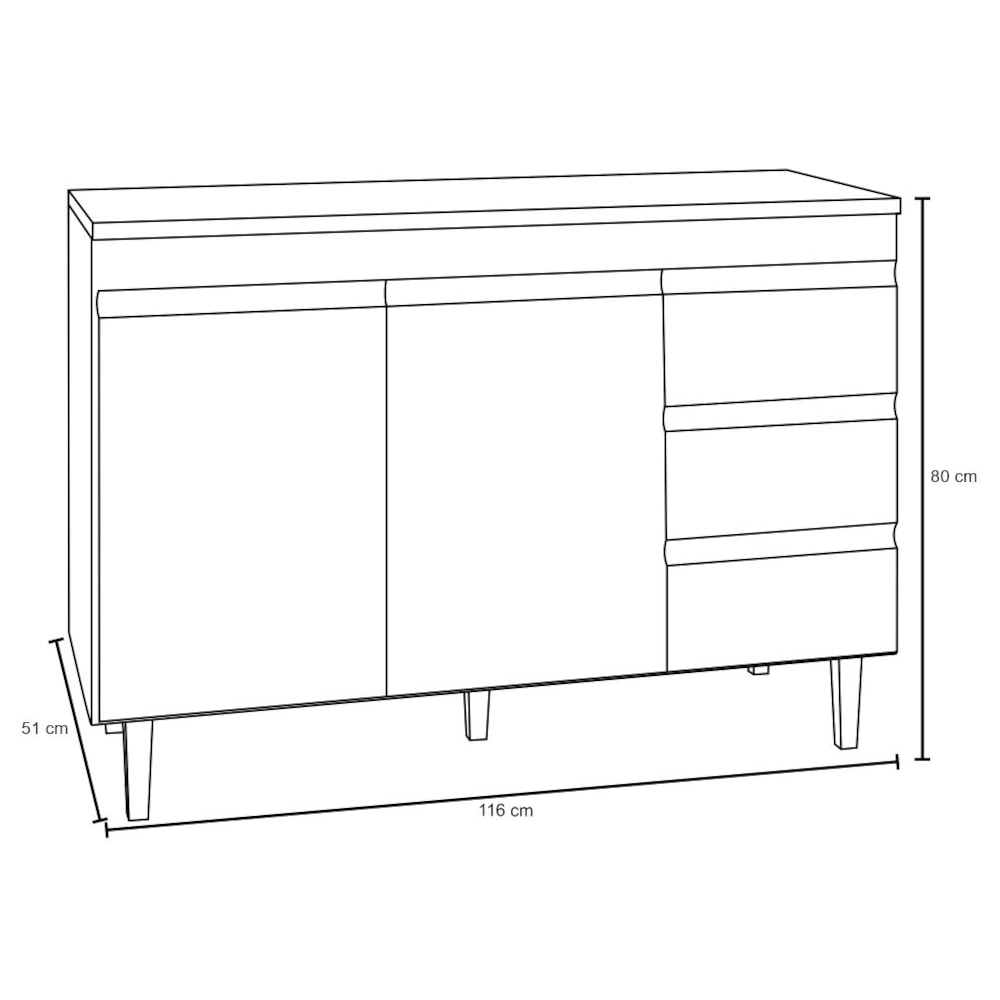 Comprar Balcão para Pia de Cozinha 120x88Cm 2 Portas 3 Gavetas Valore  Select MDP Branco Avelã 0449