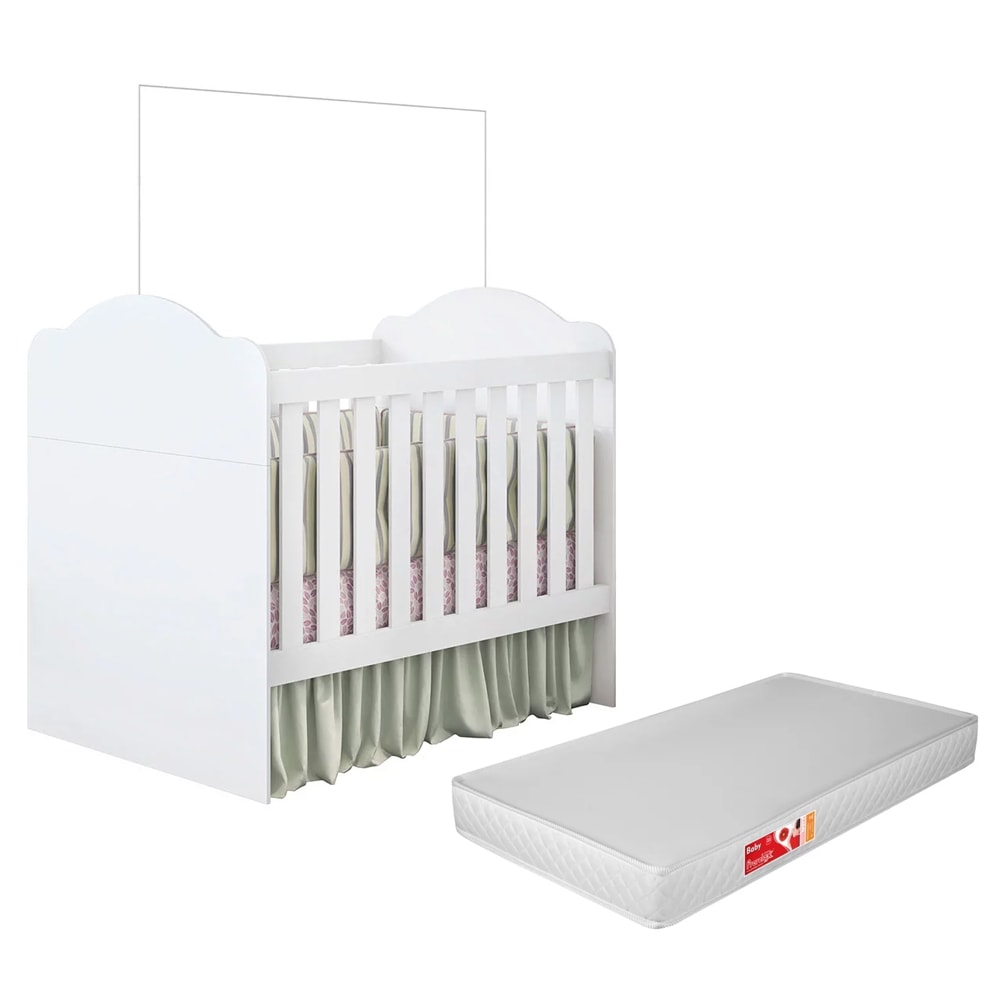 Berço Americano Mini Cama Yupi com Colchão 3 em 1 Montessori Inmetro M08  Branco - Mpozenato - MPozenato