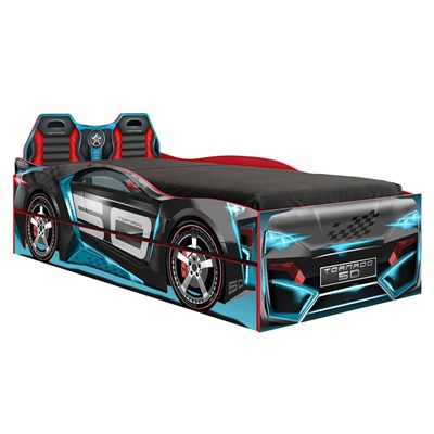 Bicama Infantil Carro Brilha no Escuro 100%MDF com Faróis LED Twister P13 Vermelho - Mpozenato