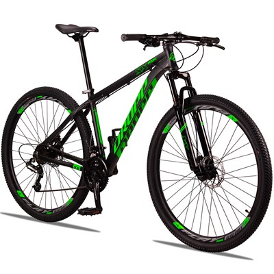 Bicicleta Aro 29 Quadro 15 Alumínio 21v Freio a Disco Mecânico SX Ride Preto/Verde - Dropp