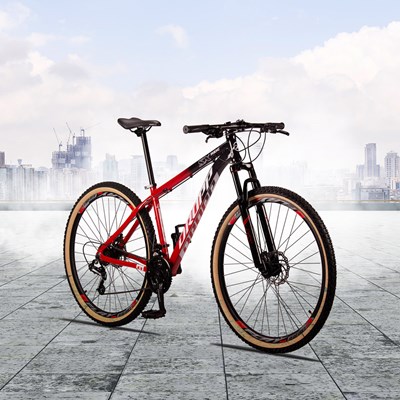 Bicicleta Aro 29 Quadro 15 Alumínio 21v Freio a Disco Mecânico SX Ride Vermelho/Preto - Dropp