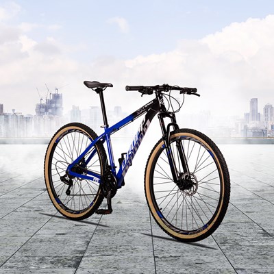 Bicicleta Aro 29 Quadro 15 Alumínio 21v Shimano TZ Freio Mecânico SX Sport Azul Escuro/Preto - Dropp