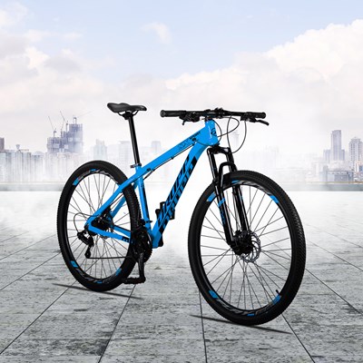 Bicicleta Aro 29 Quadro 15 Alumínio 21v Shimano TZ Freio Mecânico SX Sport Azul/Preto - Dropp