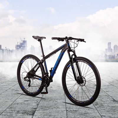 Bicicleta Aro 29 Quadro 15 Alumínio 24v Freio a Disco Mecânico SX Comp Preto/Azul - Dropp