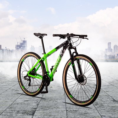 Bicicleta Aro 29 Quadro 15 Alumínio 24v Freio a Disco Mecânico SX Comp Verde/Preto - Dropp