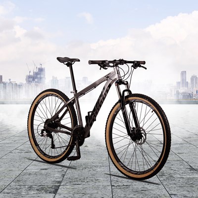 Bicicleta Aro 29 Quadro 17 Alumínio 27v Freio a Disco Hidráulico SX Pro Grafite/Prata - Dropp