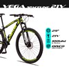 Bicicleta Aro 29 Quadro 21 Alumínio 21v Shimano Freio Disco Mecânico Vega Preto/Amarelo - Spaceline