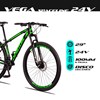 Bicicleta Aro 29 Quadro 21 Alumínio 24 Marchas Freio Disco Mecânico Vega Preto/Verde - Spaceline