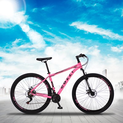 Bicicleta Atalanta Aro 29 Alumínio 21v Câmbio Traseiro Shimano Freio Mecânico Rosa Neon - Colli Bike