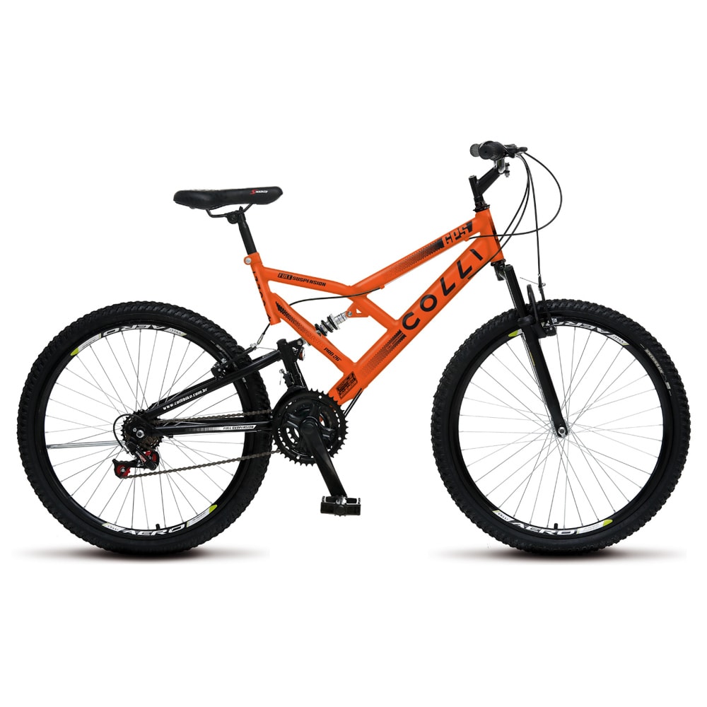 Bicicleta GPS Aro 26 Aço 21 Marchas Dupla Suspensão Freio V-Brake
