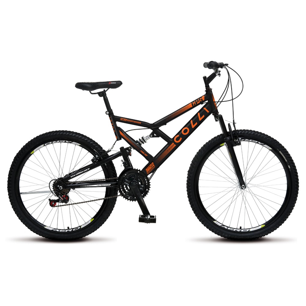 Bicicleta GPS Aro 26 Aço 21 Marchas Dupla Suspensão Freio V-Brake