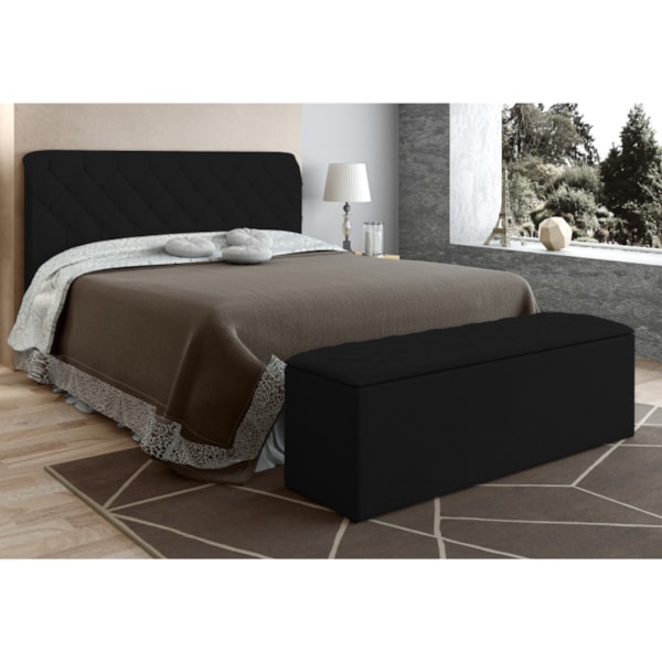 Cabeceira Casal Cama Box 140 cm London Preto - js Móveis em Promoção na  Americanas