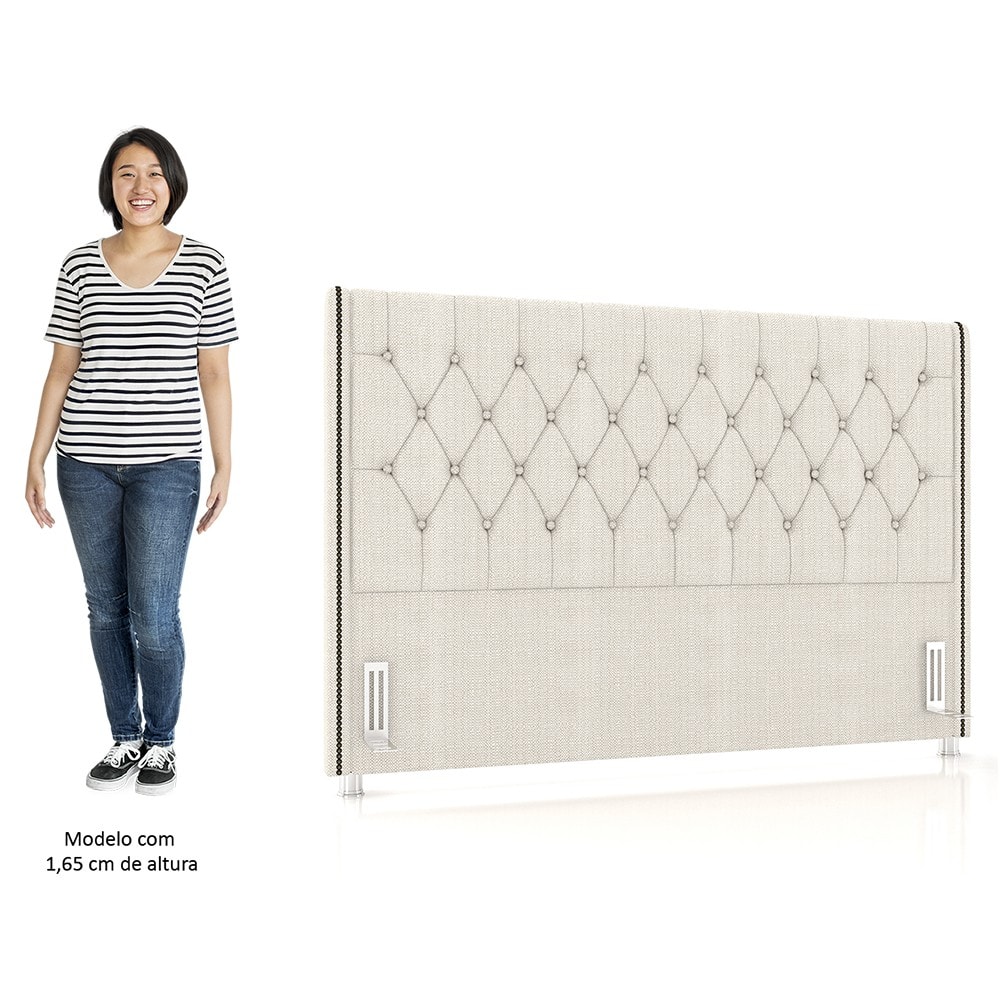 Cabeceira Cama Box Casal 140cm Florenza Z37 Linho Creme