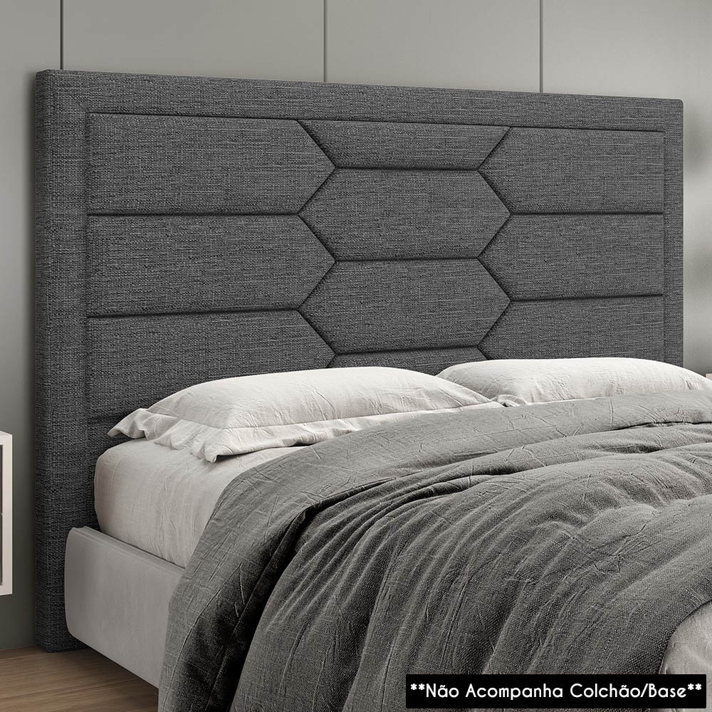Cabeceira Cama Box Casal Queen 160cm Texas Z37 Linho Cinza