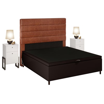 Cabeceira Com Base Box Baú Casal 138cm, Single Bed With Storage Drawers Argos