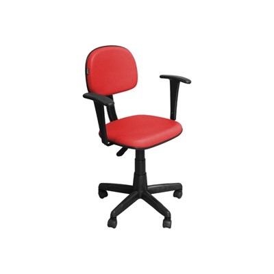 Cadeira de Escritório CS-02BT Secretária Giratória Braço Fixo Preta Vermelha - Pethiflex