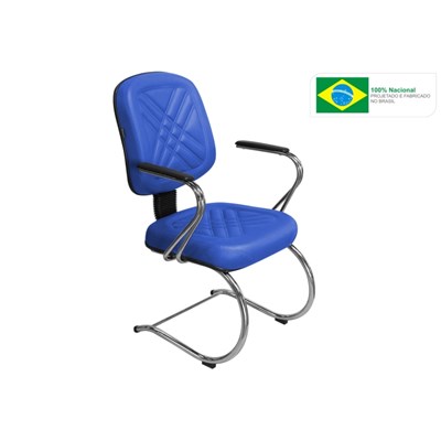 Cadeira de Escritório PD04 Diretor Fixa Base e Pés Cromados Azul - Pethiflex