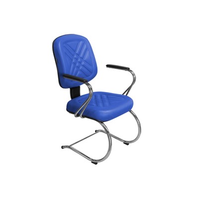 Cadeira de Escritório PD04 Diretor Fixa Base e Pés Cromados Azul - Pethiflex