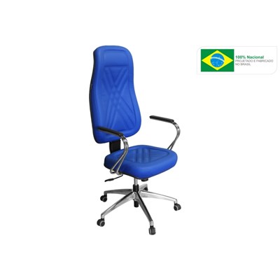 Cadeira de Escritório PP01 Presidente Giratória Cromada Azul - Pethiflex