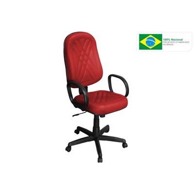 Cadeira de Escritório PP02 Presidente Giratória com Costura Vermelha - Pethiflex